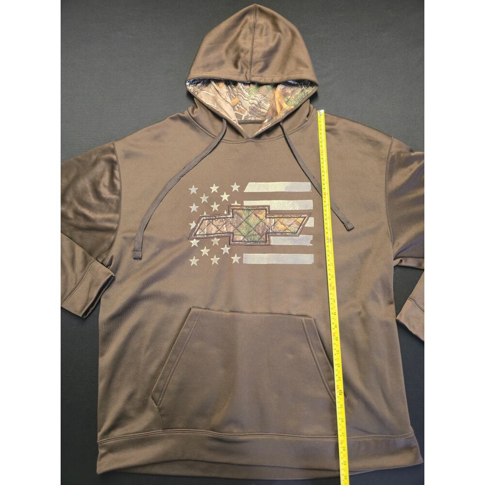 Realtree Chevy Bowtie American Flag Camo Hoodie Pullover Mens XXL - Picture 3 of 11